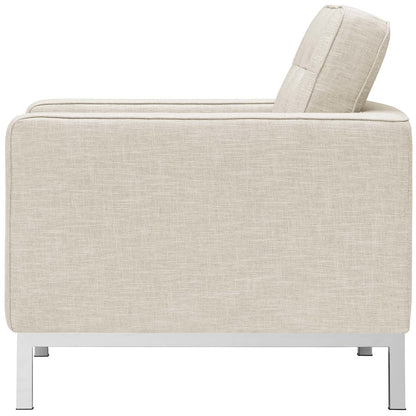 Loft 2 Piece Upholstered Fabric Sofa and Armchair Set, Fabric, Beige 13550