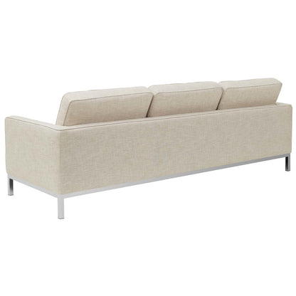 Loft 2 Piece Upholstered Fabric Sofa and Armchair Set, Fabric, Beige 13550