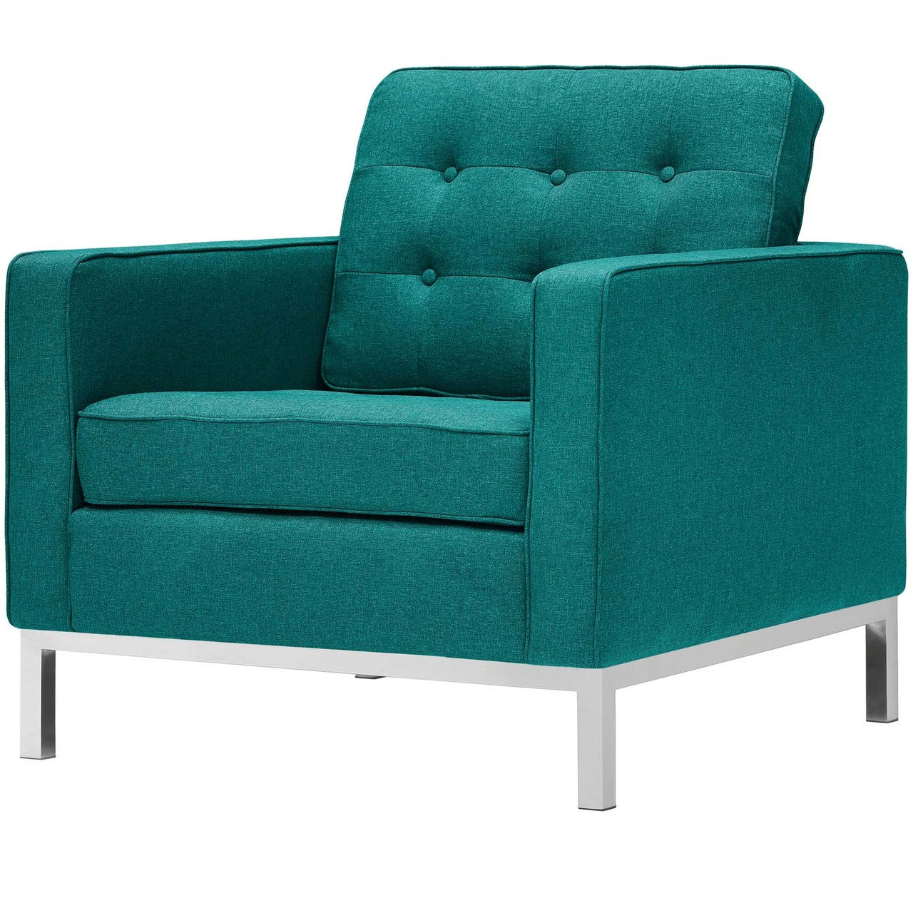Loft 2 Piece Upholstered Fabric Sofa and Armchair Set, Fabric, Aqua Blue 13551