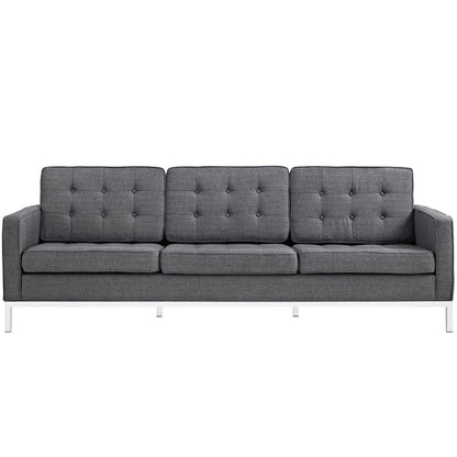 Loft Living Room Set Upholstered Fabric Set of 2, Grey, Fabric 11397