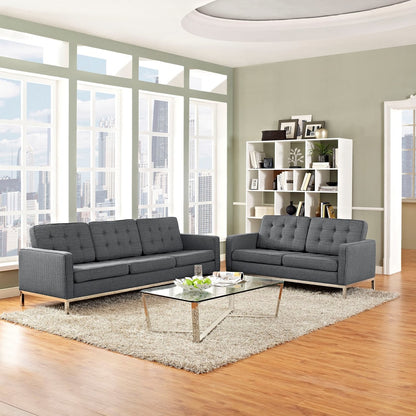 Loft Living Room Set Upholstered Fabric Set of 2, Grey, Fabric 11397