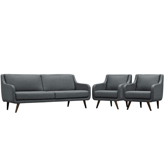 Verve Living Room Set Set of 3, Grey, Fabric 11404