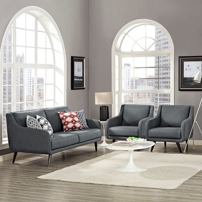 Verve Living Room Set Set of 3, Grey, Fabric 11404