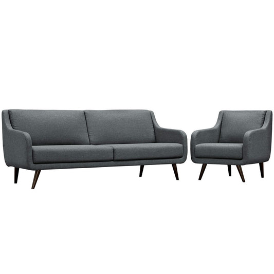 Verve Living Room Set Set of 2, Grey, Fabric 11414
