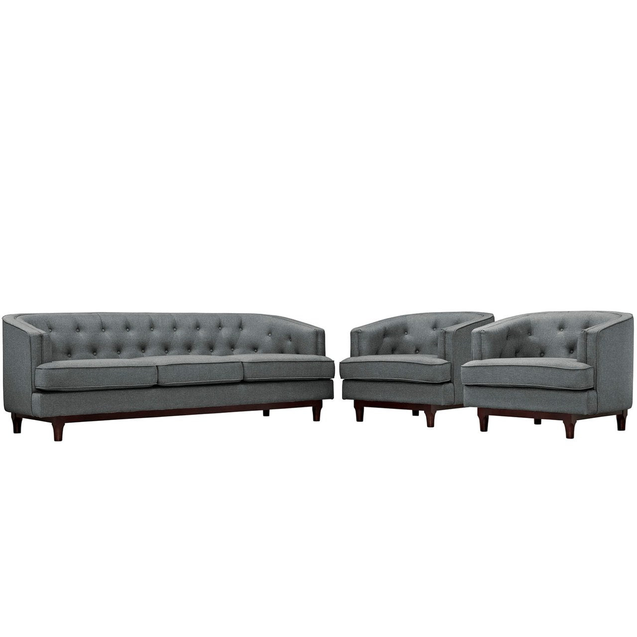 Coast Living Room Set Set of 3, Grey, Fabric 11419