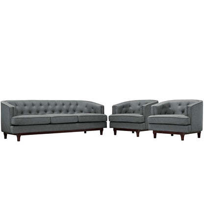 Coast Living Room Set Set of 3, Grey, Fabric 11419