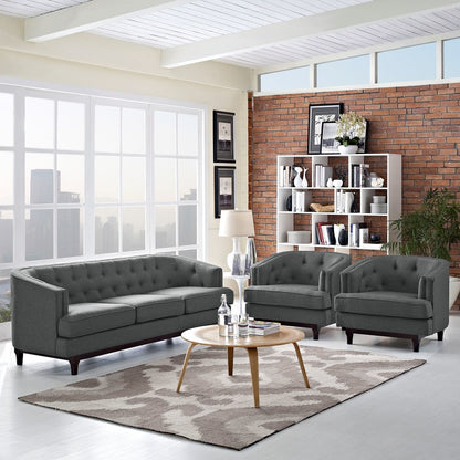 Coast Living Room Set Set of 3, Grey, Fabric 11419