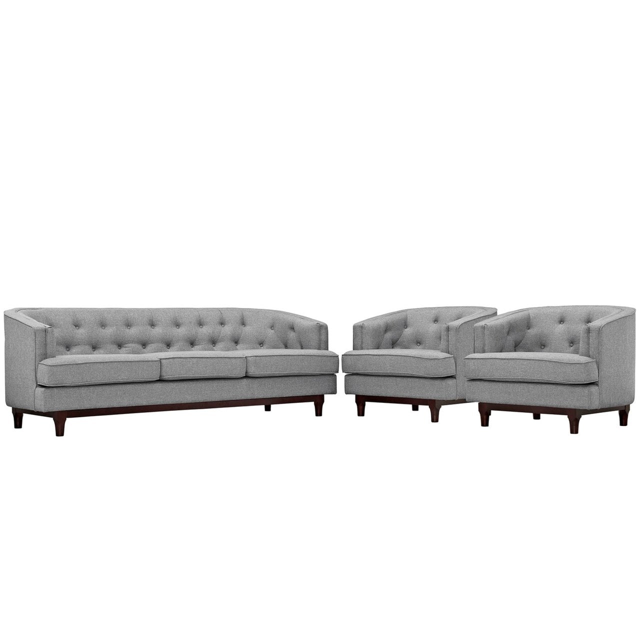Coast Living Room Set Set of 3, Grey, Fabric 11420