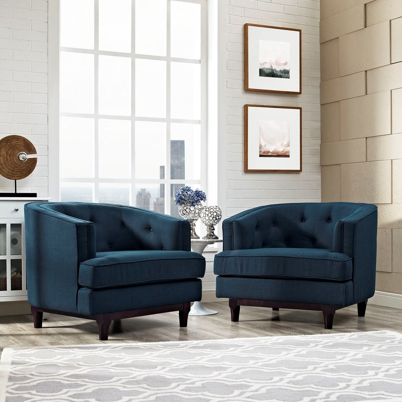 Coast Armchairs Set of 2, Navy, Fabric 11421