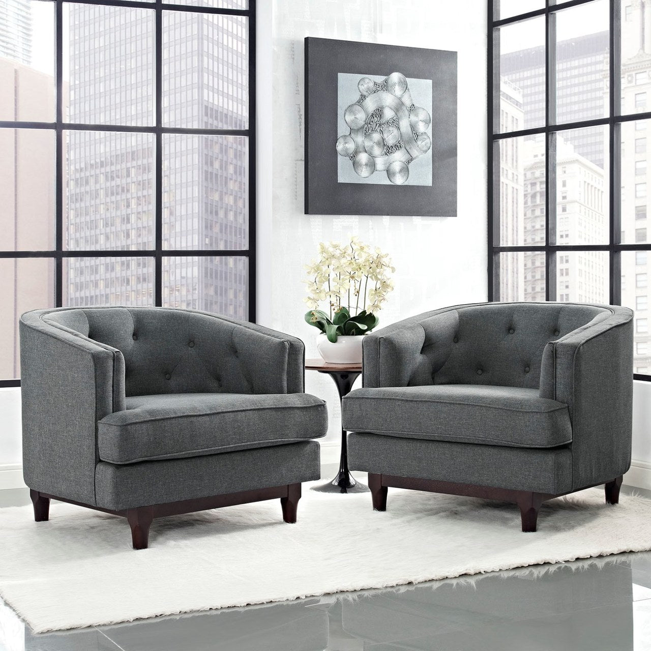 Coast Armchairs Set of 2, Grey, Fabric 11423