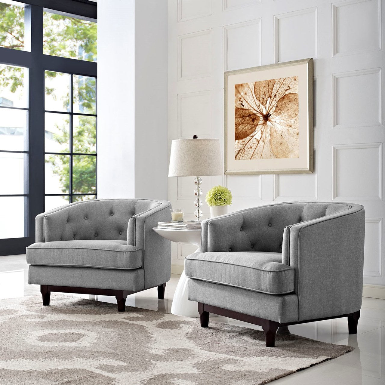 Coast Armchairs Set of 2, Grey, Fabric 11424