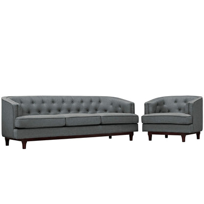 Coast Living Room Set Set of 2, Grey, Fabric 11427