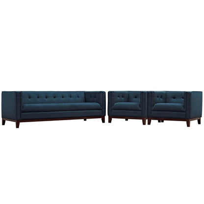 Serve Living Room Set Set of 3, Navy, Fabric 11444