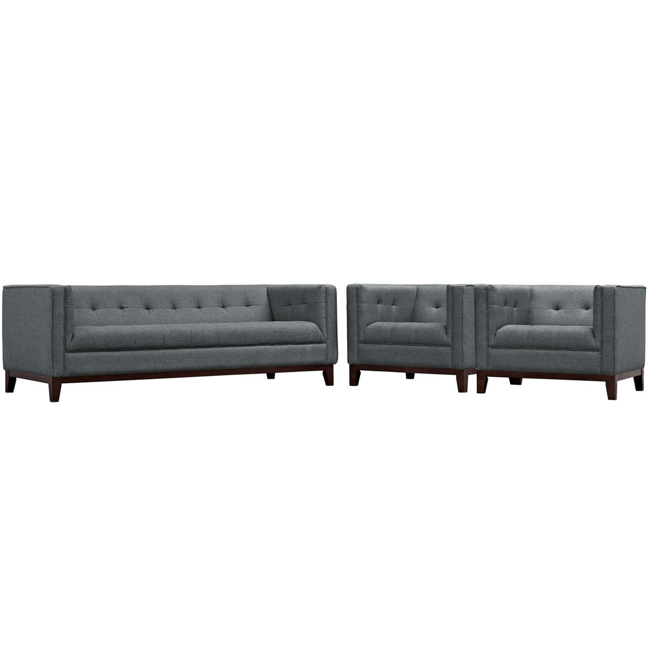 Serve Living Room Set Set of 3, Grey, Fabric 11445