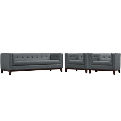 Serve Living Room Set Set of 3, Grey, Fabric 11445