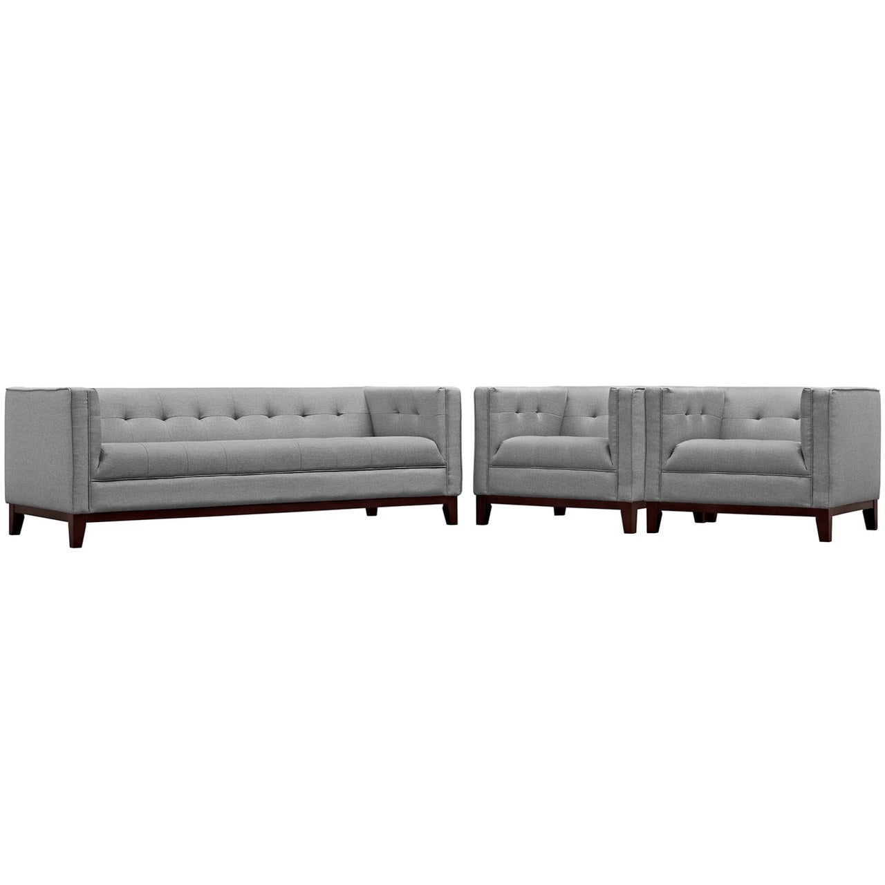 Serve Living Room Set Set of 3, Grey, Fabric 11447