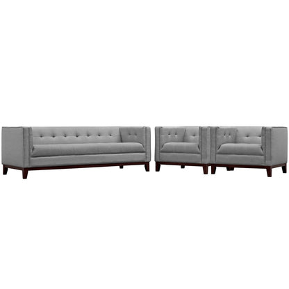 Serve Living Room Set Set of 3, Grey, Fabric 11447