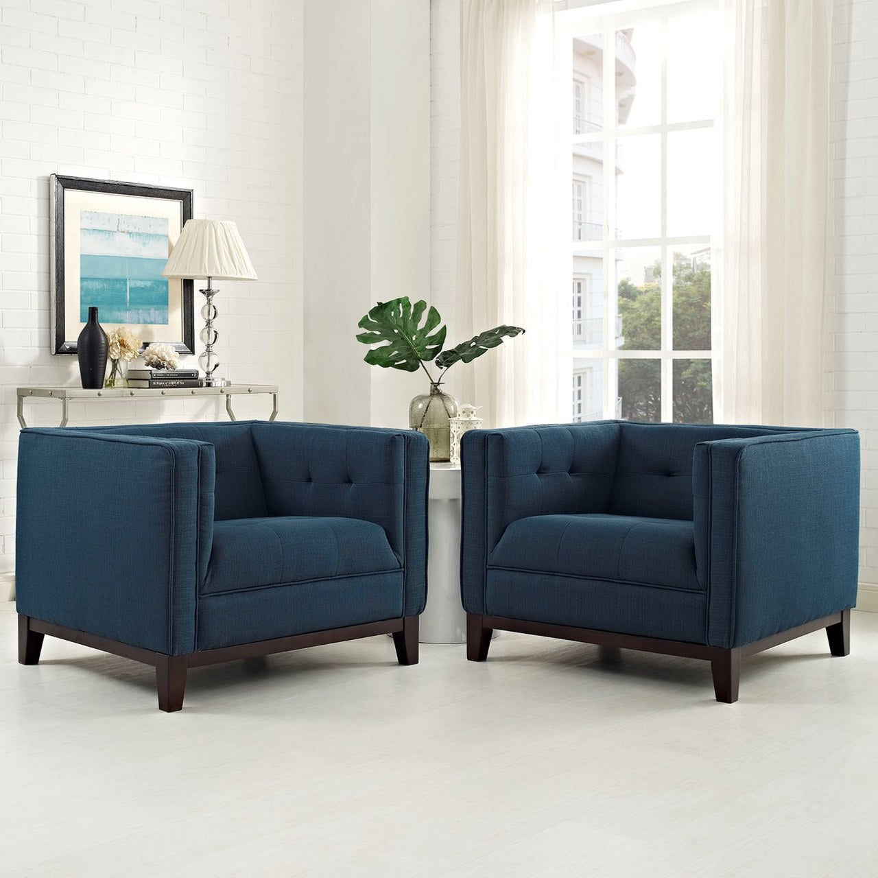 Serve Armchairs Set of 2, Navy, Fabric 11448