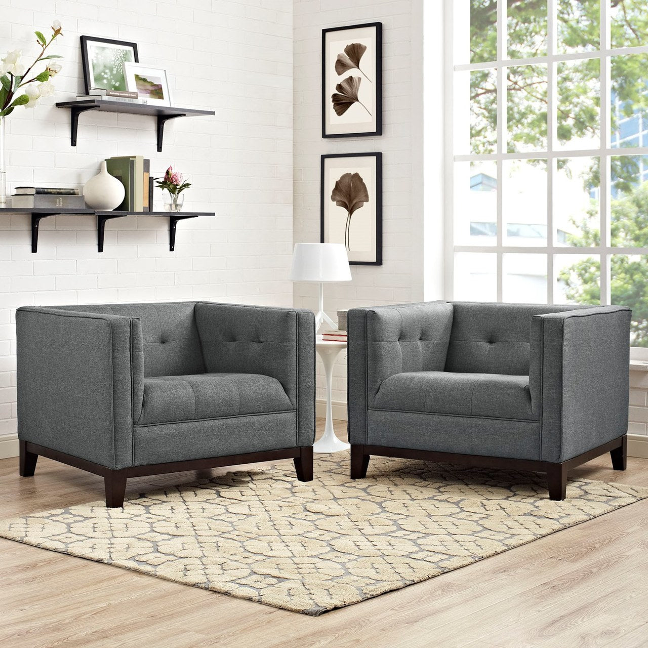 Serve Armchairs Set of 2, Grey, Fabric 11449