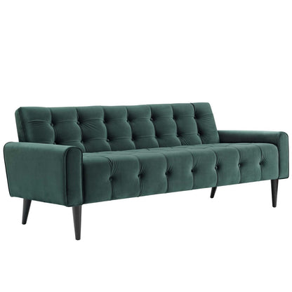 Delve Velvet Sofa, Green, Fabric 11452