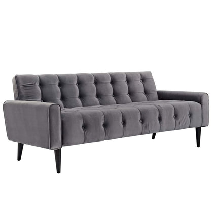 Delve Velvet Sofa, Grey, Fabric 11453
