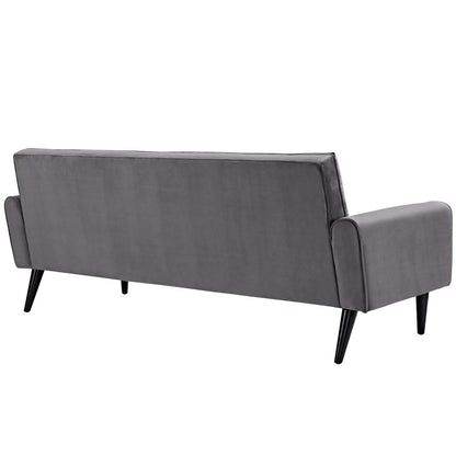 Delve Velvet Sofa, Grey, Fabric 11453