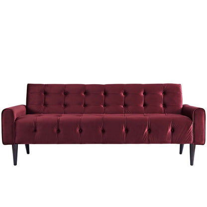 Delve Velvet Sofa, Red, Fabric 11454
