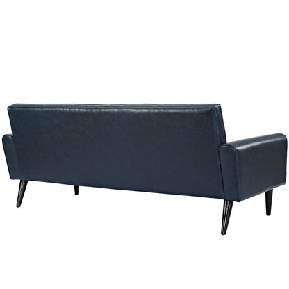 Delve Upholstered Vinyl Sofa, Blue, Faux Leather 11456