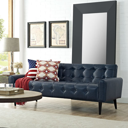 Delve Upholstered Vinyl Sofa, Blue, Faux Leather 11456