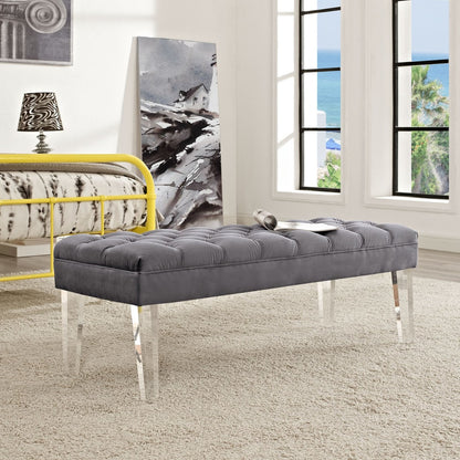 Valet Velvet Bench, Grey, Fabric 11465