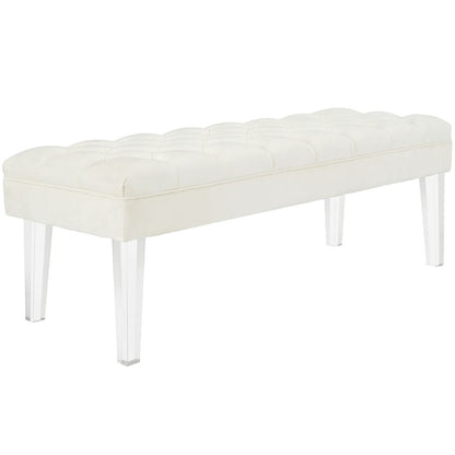 Valet Velvet Bench, White, Fabric 11466