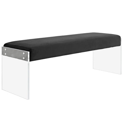 Roam Velvet Bench, Black, Fabric 11468