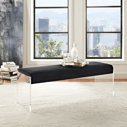 Roam Velvet Bench, Black, Fabric 11468