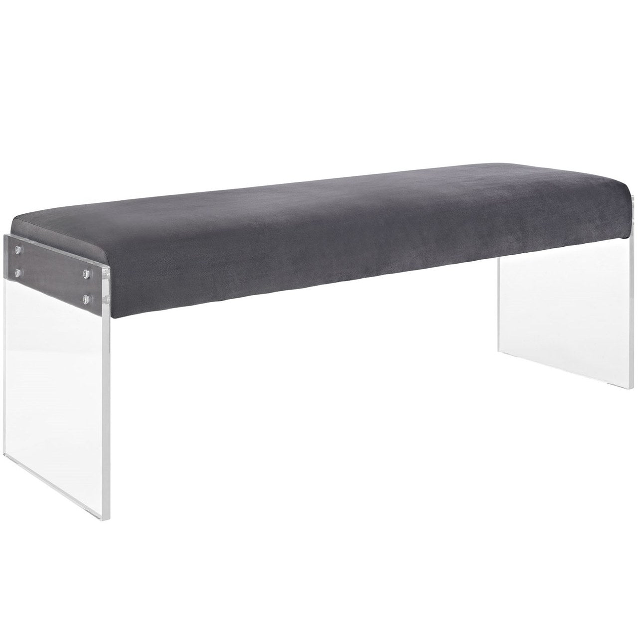 Roam Velvet Bench, Grey, Fabric 11469