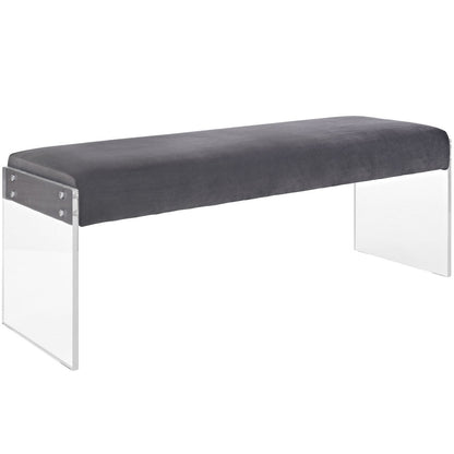 Roam Velvet Bench, Grey, Fabric 11469