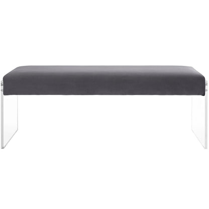 Roam Velvet Bench, Grey, Fabric 11469