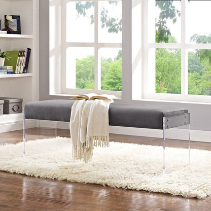 Roam Velvet Bench, Grey, Fabric 11469