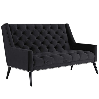 Peruse Velvet Loveseat, Black, Fabric 11471
