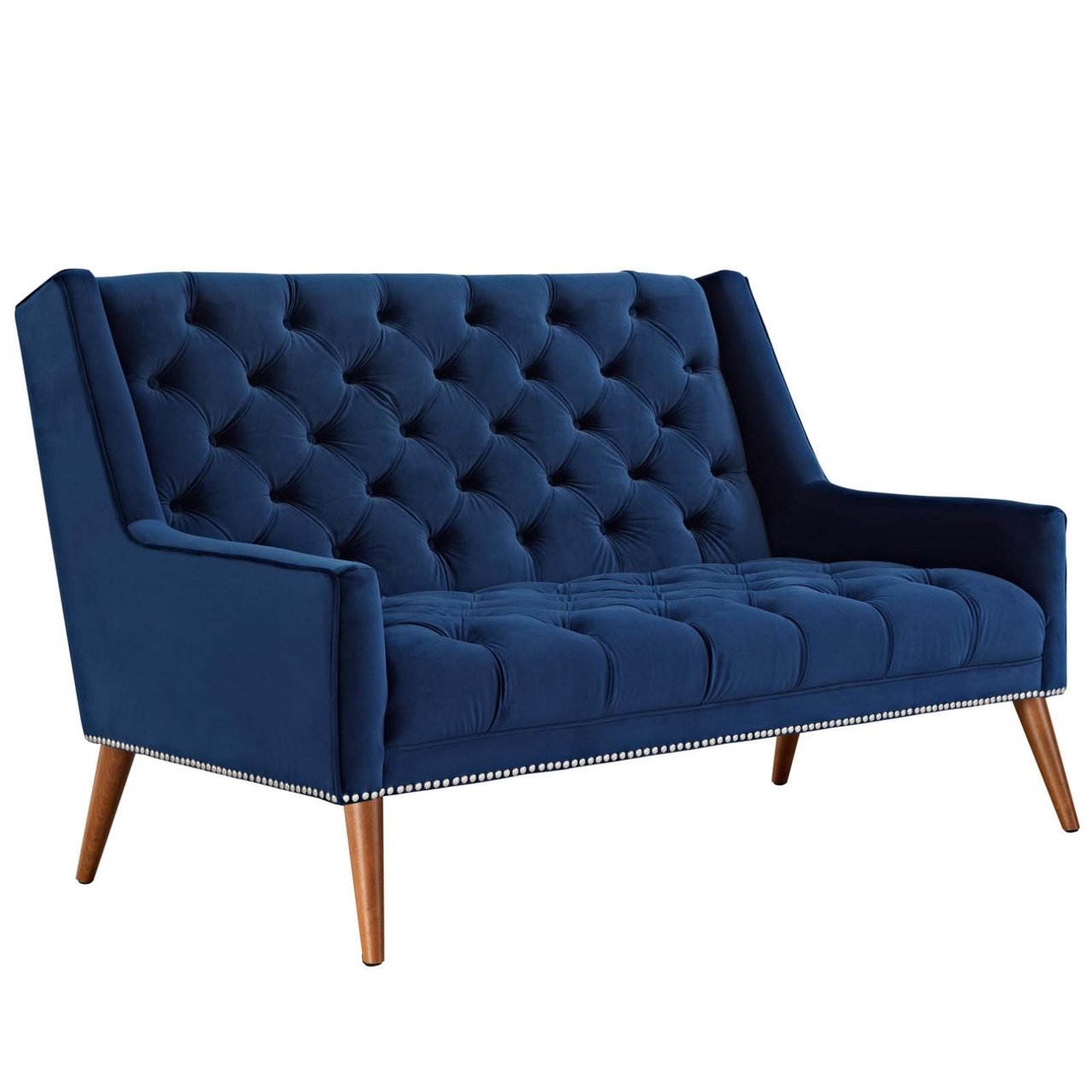 Peruse Velvet Loveseat, Navy, Fabric 11474