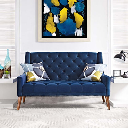 Peruse Velvet Loveseat, Navy, Fabric 11474