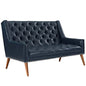 Peruse Upholstered Vinyl Loveseat, Blue, Faux Leather 11475