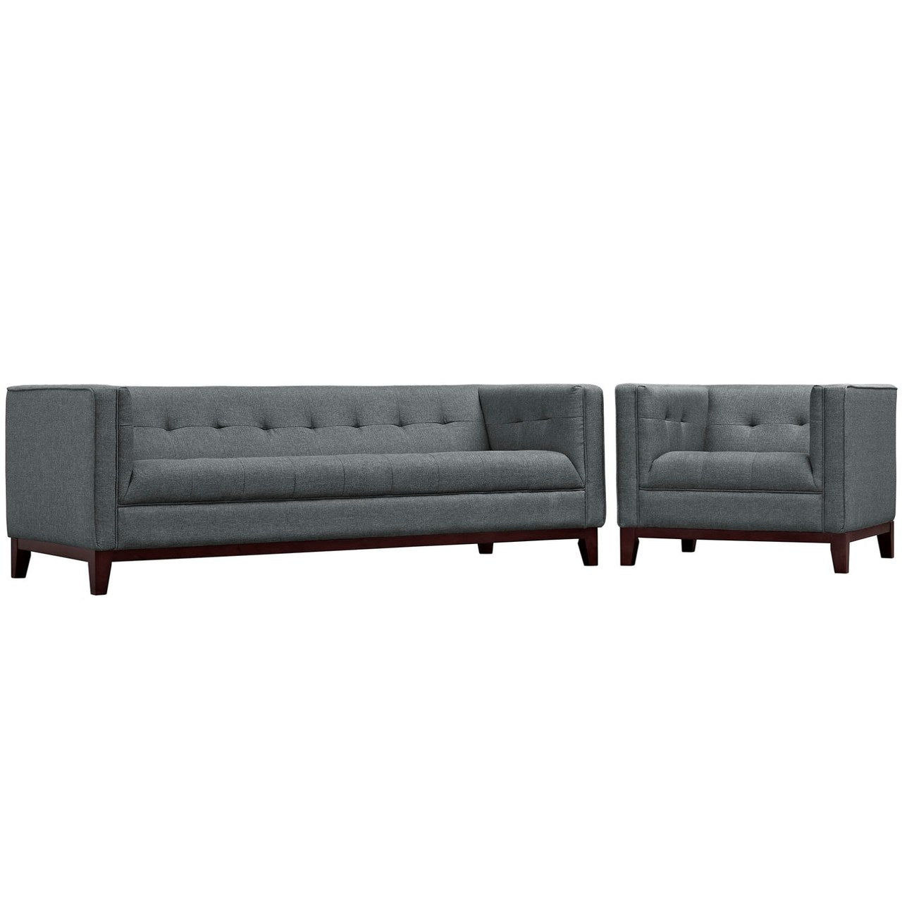 Serve Living Room Set Set of 2, Grey, Fabric 11478