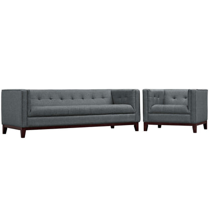Serve Living Room Set Set of 2, Grey, Fabric 11478