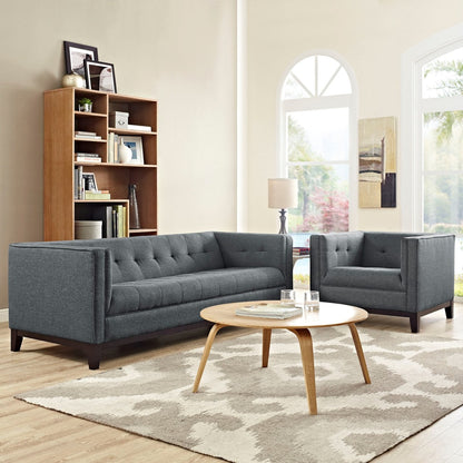 Serve Living Room Set Set of 2, Grey, Fabric 11478