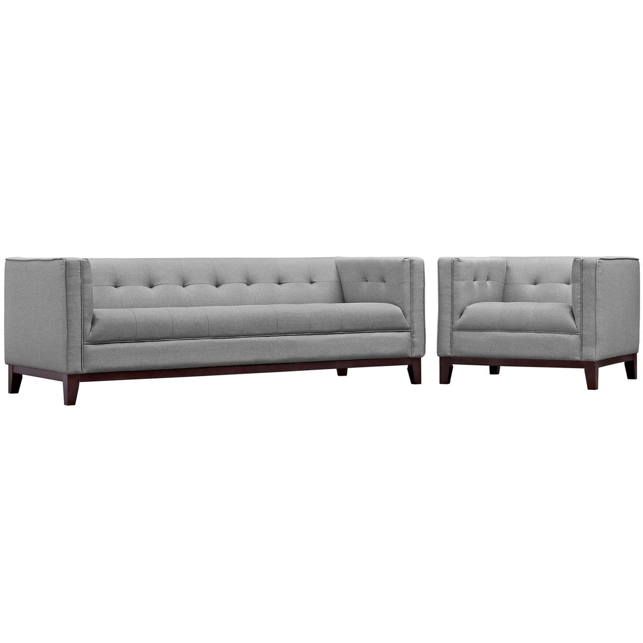 Serve Living Room Set Set of 2, Grey, Fabric 11480
