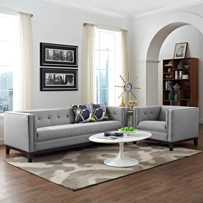Serve Living Room Set Set of 2, Grey, Fabric 11480