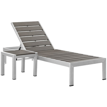 Shore Chaise and Side Table set, Grey, Metal 11481