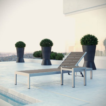 Shore Chaise and Side Table set, Grey, Metal 11481