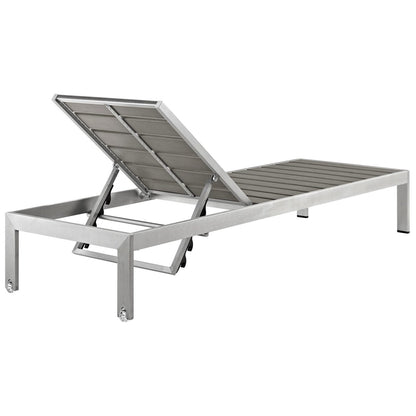 Shore Chaise Outdoor Patio Aluminum, Grey, Metal 11483