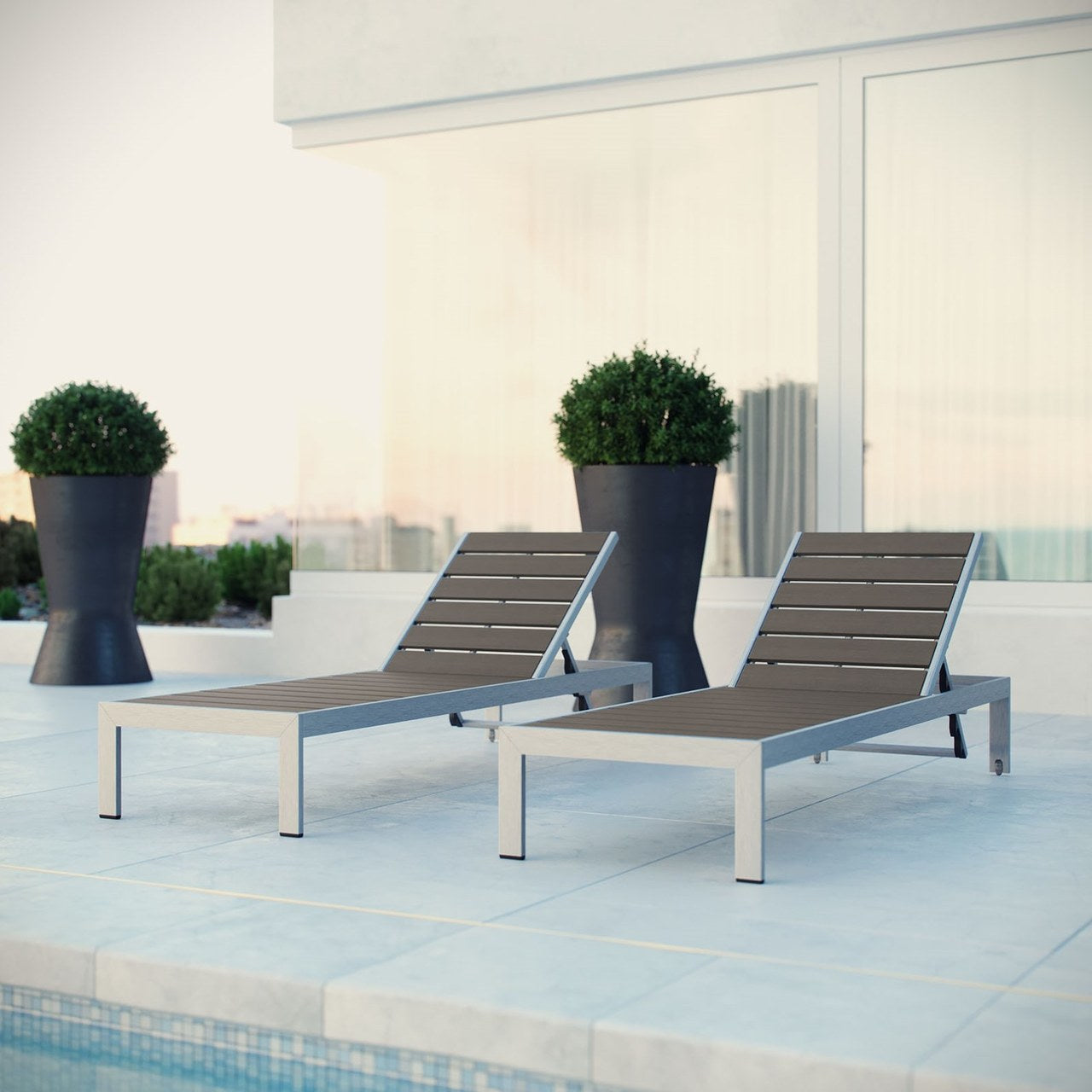 Shore Chaise Outdoor Patio Aluminum, Grey, Metal 11483